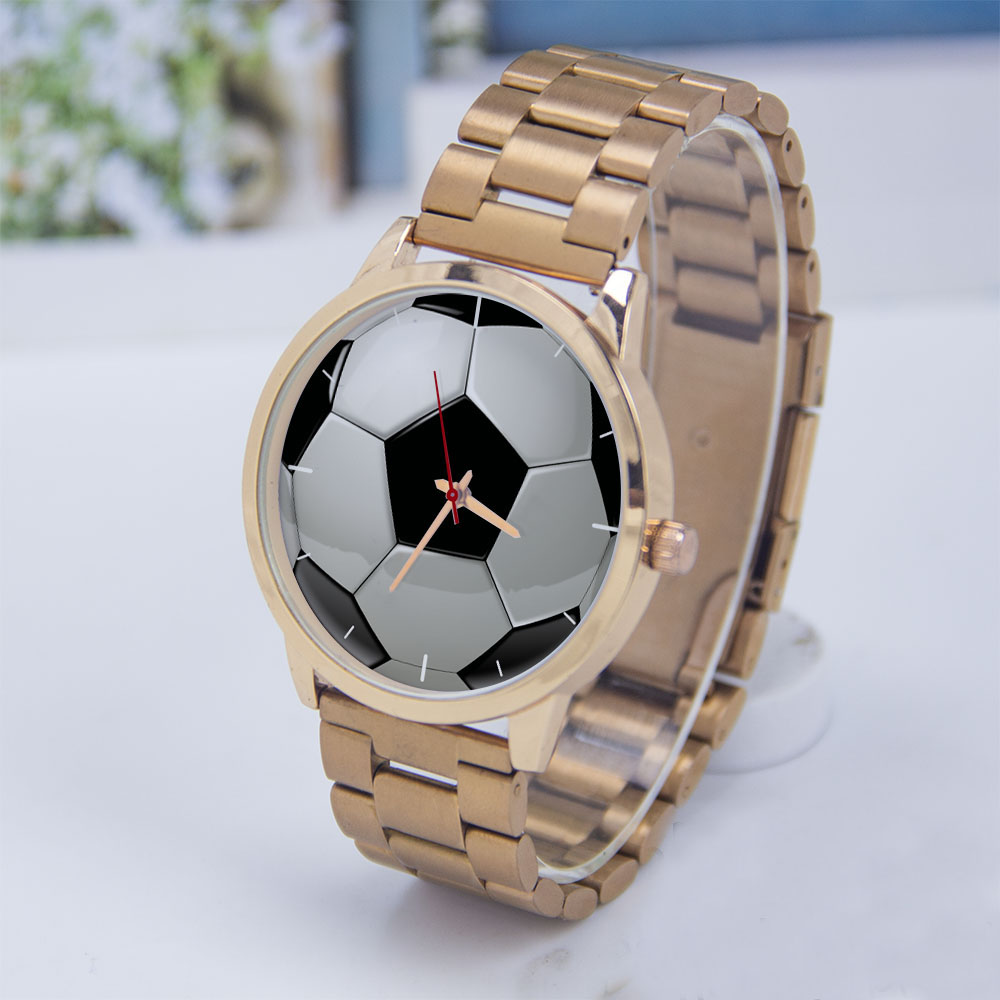 Gold Plated Jewelry - Futebol design fãs prata homem relógio