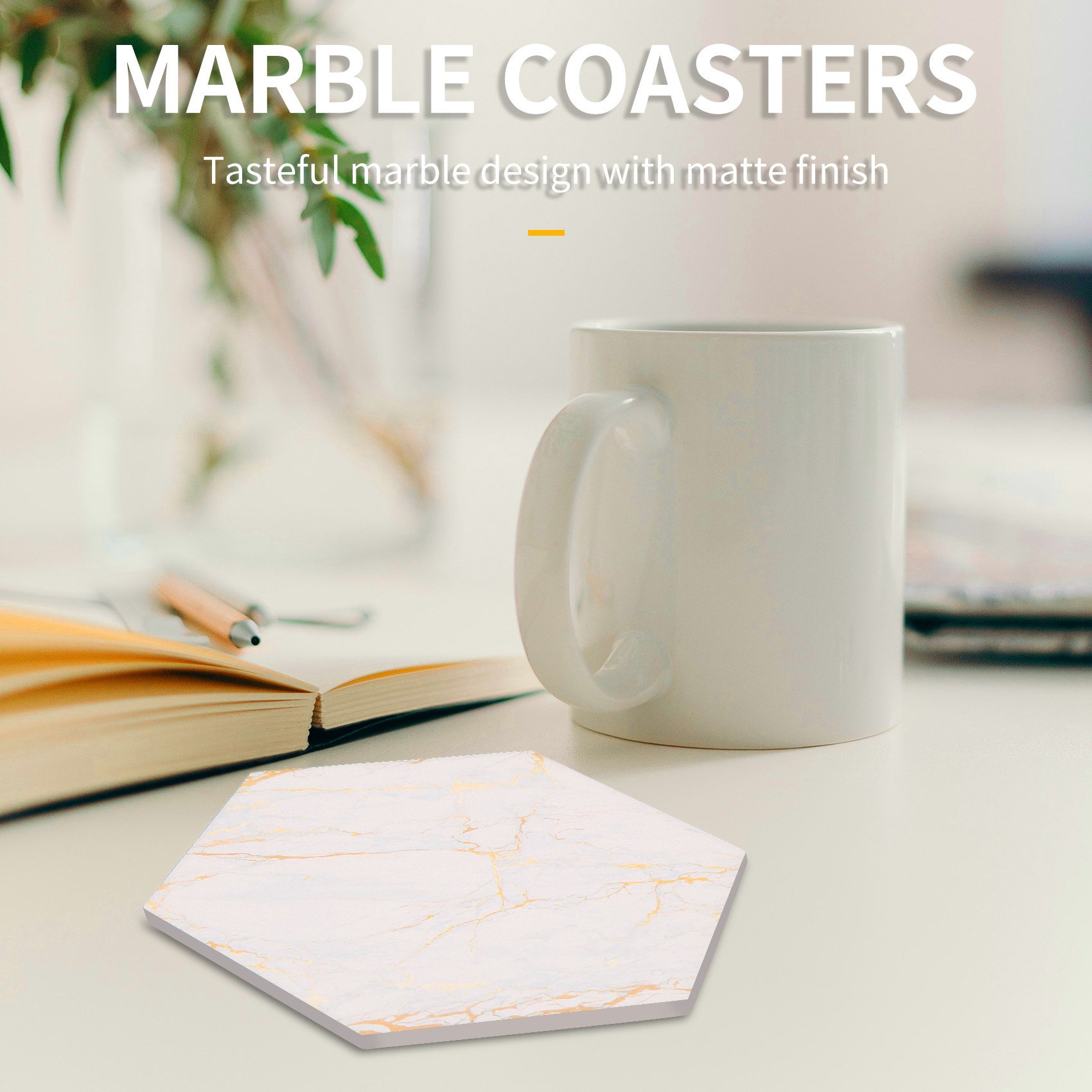 Marble Coaster Set - 8 porta-copos para bebidas absorventes com