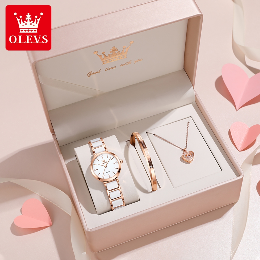 Luxury Gift Set - Olevs relógio feminino 5877 luxo elegante
