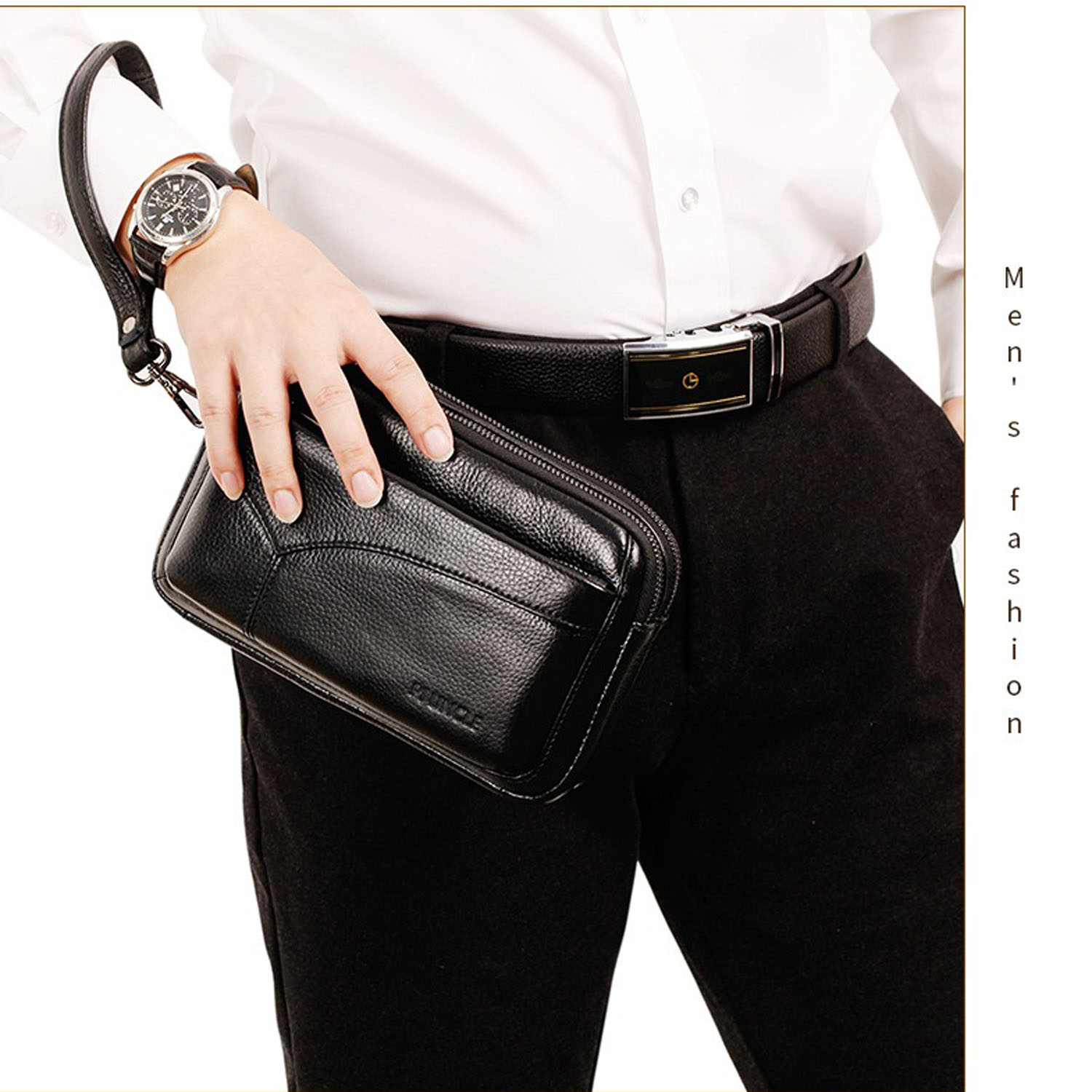 Leather Wallet Men - Bolsa de Mão Masculina de Couro