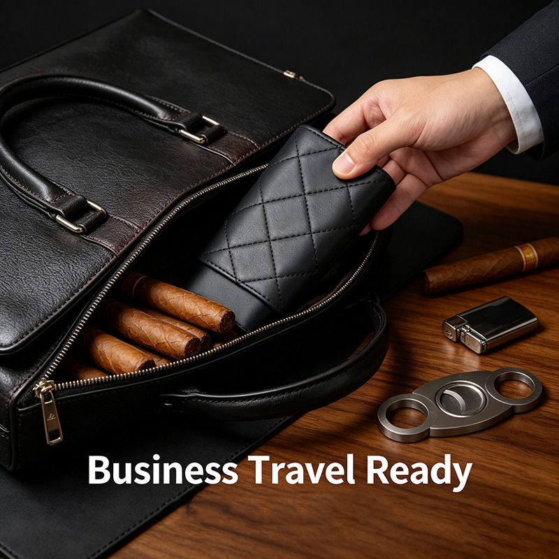 Premium Cigar Case - Estojo de Charutos Grande em Couro