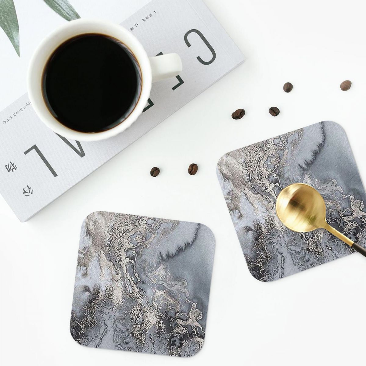 Marble Coaster Set - Sousplats de PVC em Couro com