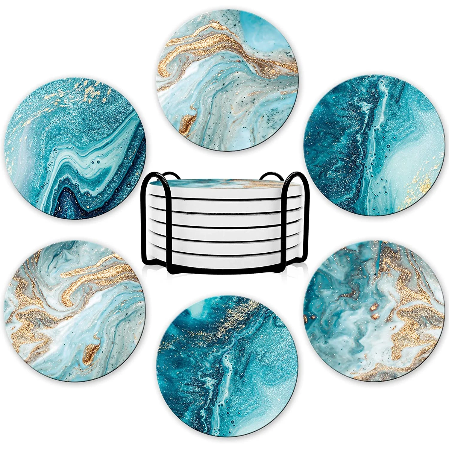 Conjunto de 6 Porta-Copos com  - Marble Coaster Set avaliação e preço