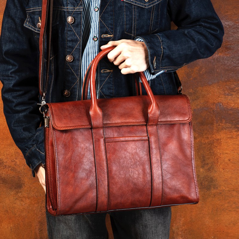 Bolsa de couro curtido vegetal - Leather Briefcase avaliação e preço