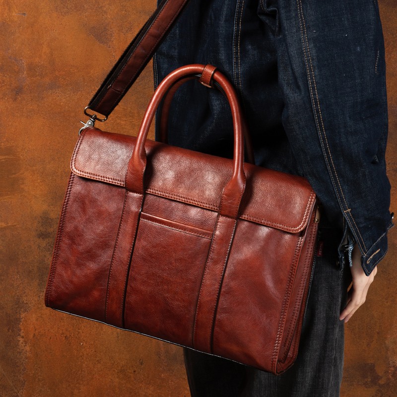 Bolsa de couro curtido vegetal - Leather Briefcase avaliação e preço