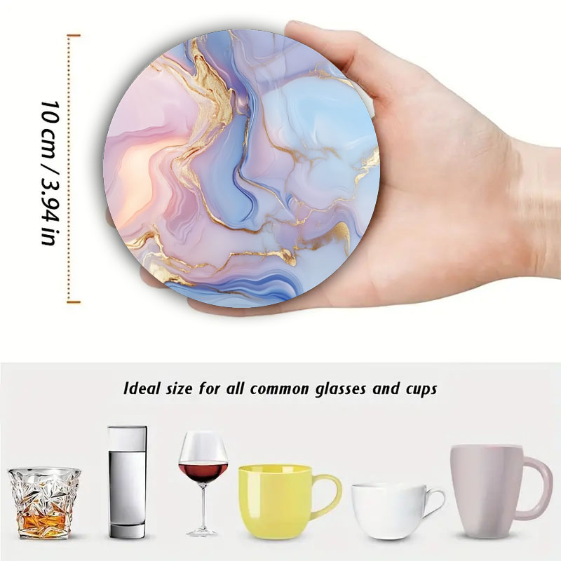 4 Peças de Porta-Copos com Pad - Marble Coaster Set avaliação e preço