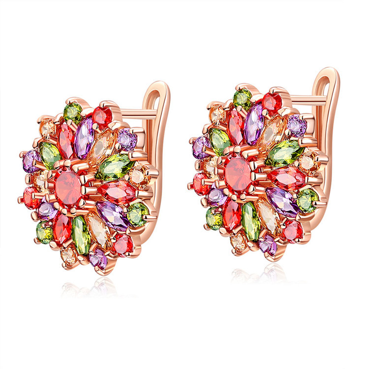Brincos de flores de cristal n - Gold Plated Jewelry avaliação e preço