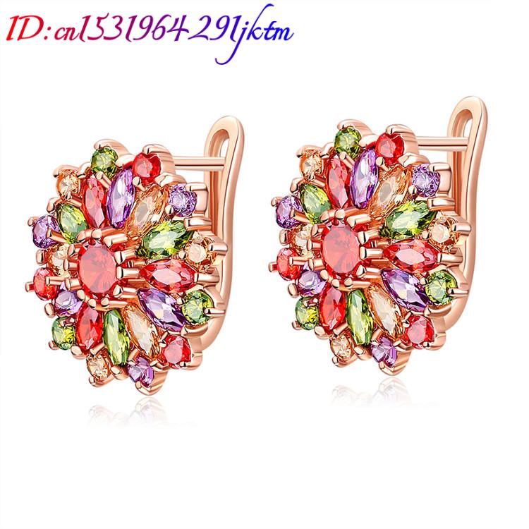 Brincos de flores de cristal n - Gold Plated Jewelry avaliação e preço