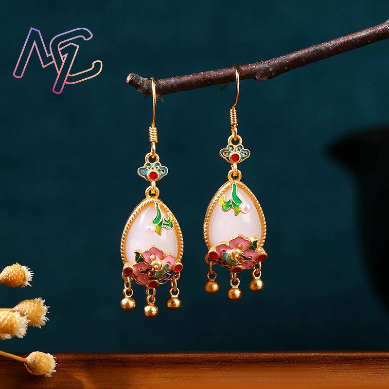 Brincos de Jade Natural em For - Gold Plated Jewelry avaliação e preço