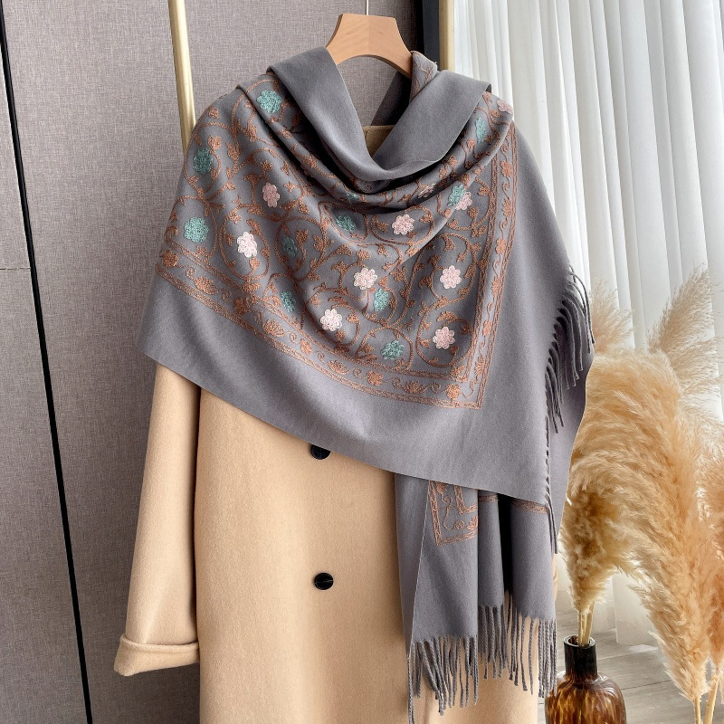 2025 novo bordado cachecol de  - Cashmere Scarf avaliação e preço